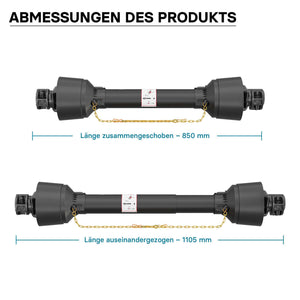 Albero cardanico T4 Giunto cardanico 850-935mm 460Nm 540rpm Cardano 40kW (55CV) 2x 1 3/8" 6 denti