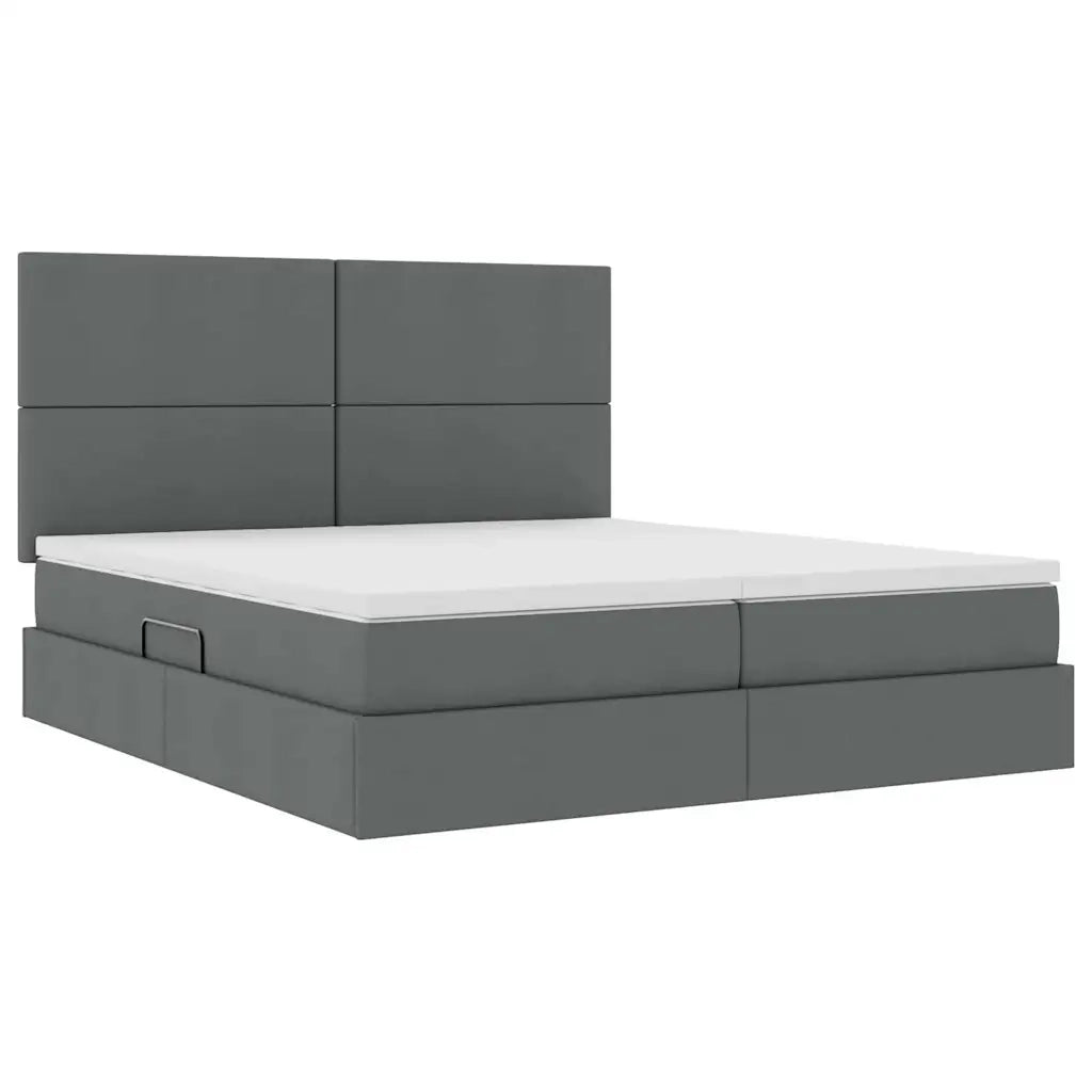 Letto con contenitore LED e materasso Grigio Scuro 200 x 200 cm