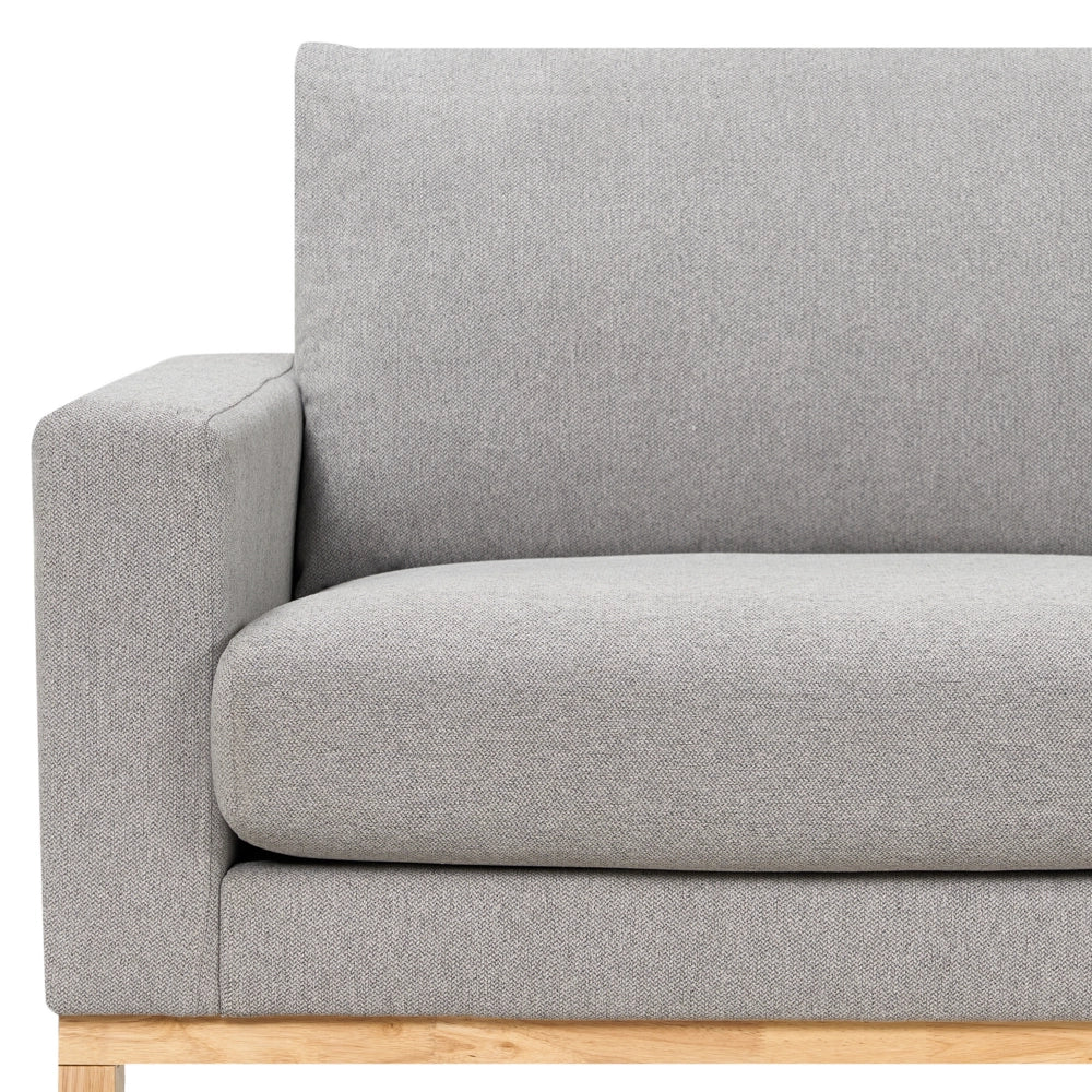 Divano angolare a sinistra Rivestimento in poliestere grigio Gambe in legno Elegante