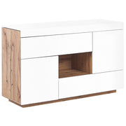 Credenza e scrivania bianca con impiallacciatura di carta MDF in legno chiaro 2 in 1 con cassetti Scaffali Armadi