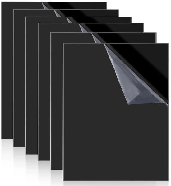 Set di 6 lastre di acrilato nero A4 - vetro acrilico su misura tagliato per fotoalbum e display - 30 x 20 cm