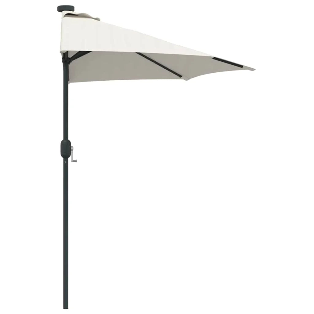 Moderno ombrellone pieghevole da giardino per il relax all'aperto 294 x 150 x 223 cm poliestere color sabbia 02_0058658