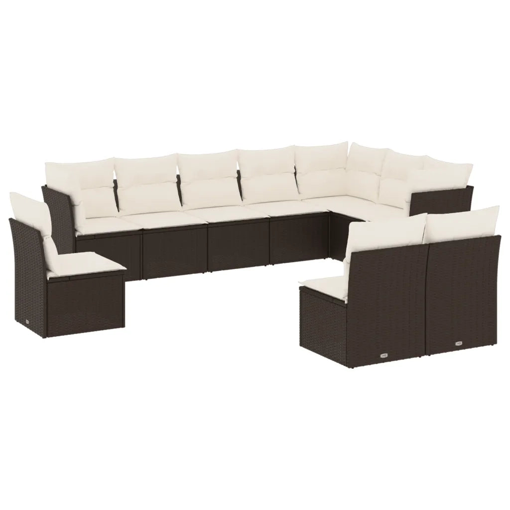 Set Divani da Giardino 10pz con Cuscini in Polyrattan Nero 3217796