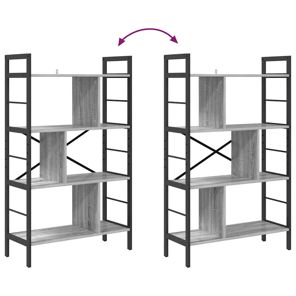 Libreria-Scaffale per Libri-Mobile di Stoccaggio Grigio Sonoma 75 x 30 x 123,5 cm Legno multistrato