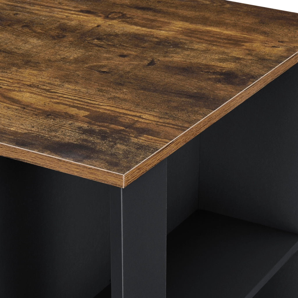 Tavolo Alto da Bar Danderyd Bancone a 3 Ripiani Laterali 120 x 60 x 106 cm - Nero / Effetto Rovere Scuro [en.casa]