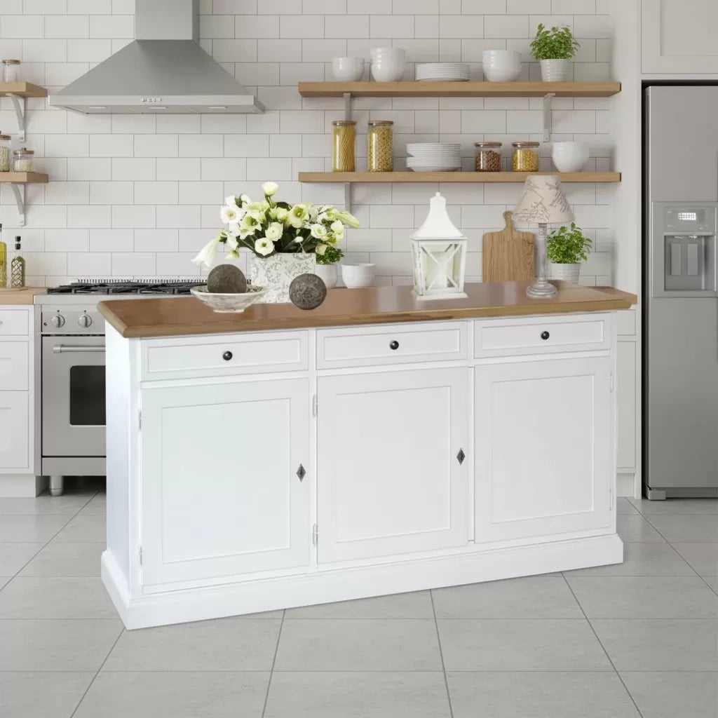 Madia credenza in legno 3 porte shabby chic bicolore 156x42x85 - Mobili 2G