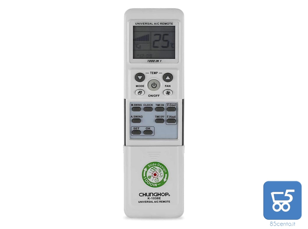 Telecomando universale Chunghop K-1038E per condizionatore aria compatibile Multi Brand