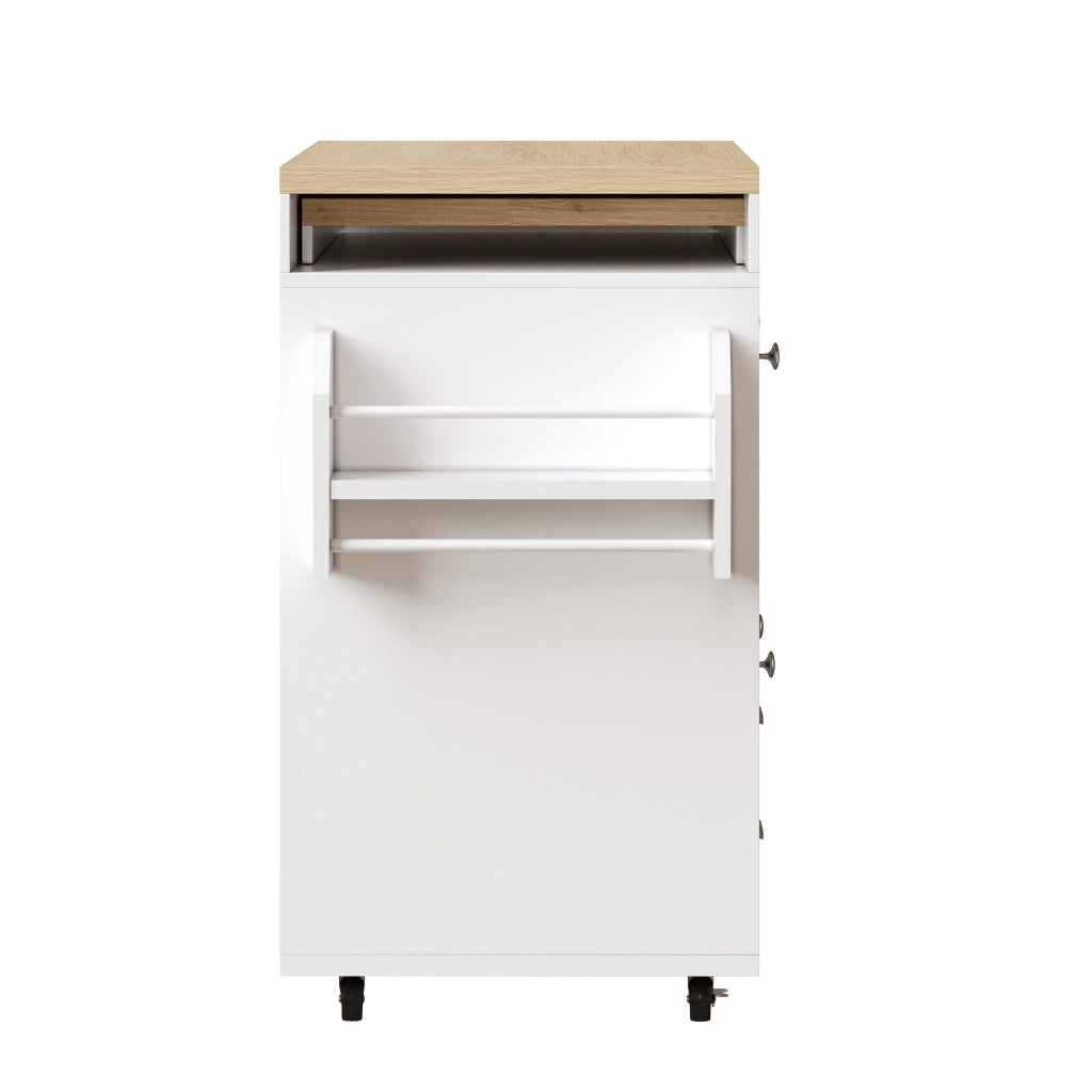 Mobile bar con 4 cassetti; ripiani regolabili e organizer girevole per cucina e soggiorno - bianco