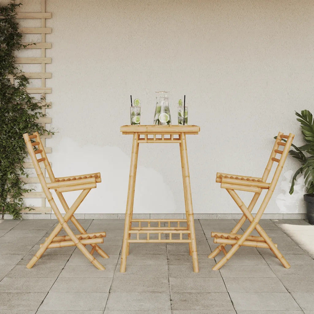 Set Bar da Esterno 3 pz Pieghevole in Bambù 4108232