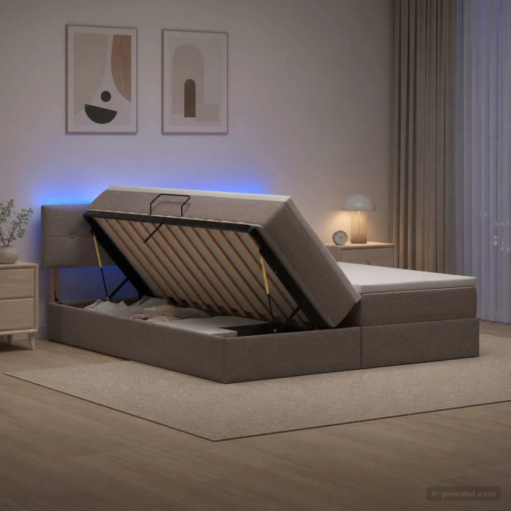 Letto con contenitore LED e materasso Tortora 180 x 200 cm 3459351
