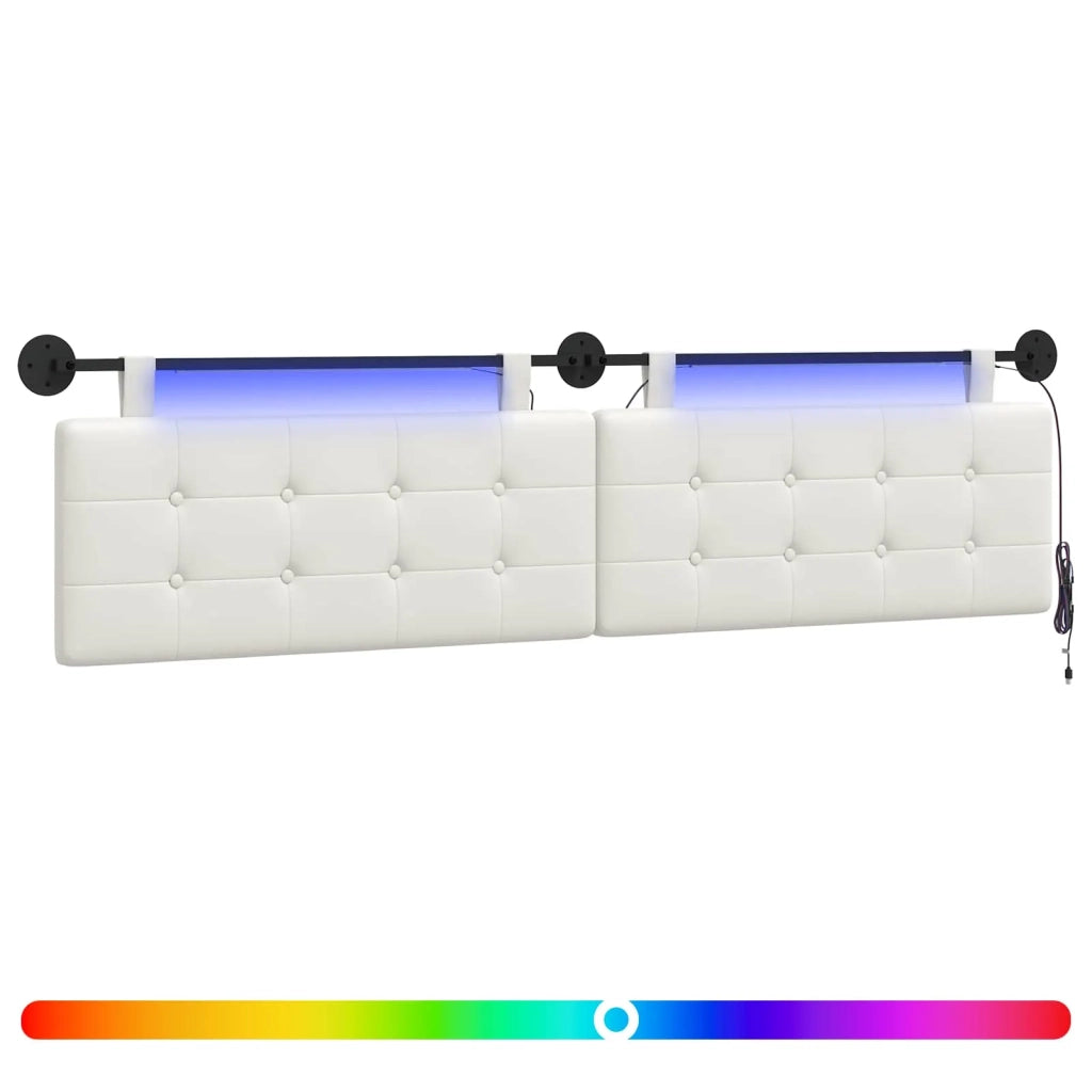 Testiera sospesa Con luce LED Bianco Similpelle