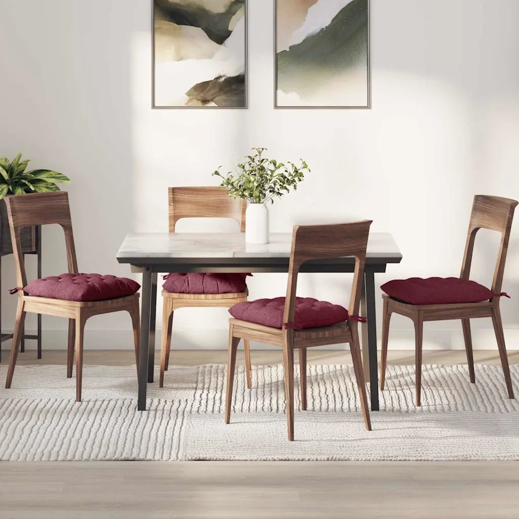 Cuscini per Seduta 4 pcs Rosso Vino 40 x 40 x 6 cm Tessuto