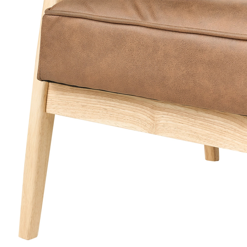 Poltrona Marrone Poliestere Ecopelle Rivestimenti Design Retrò Struttura in legno Braccioli Soggiorno