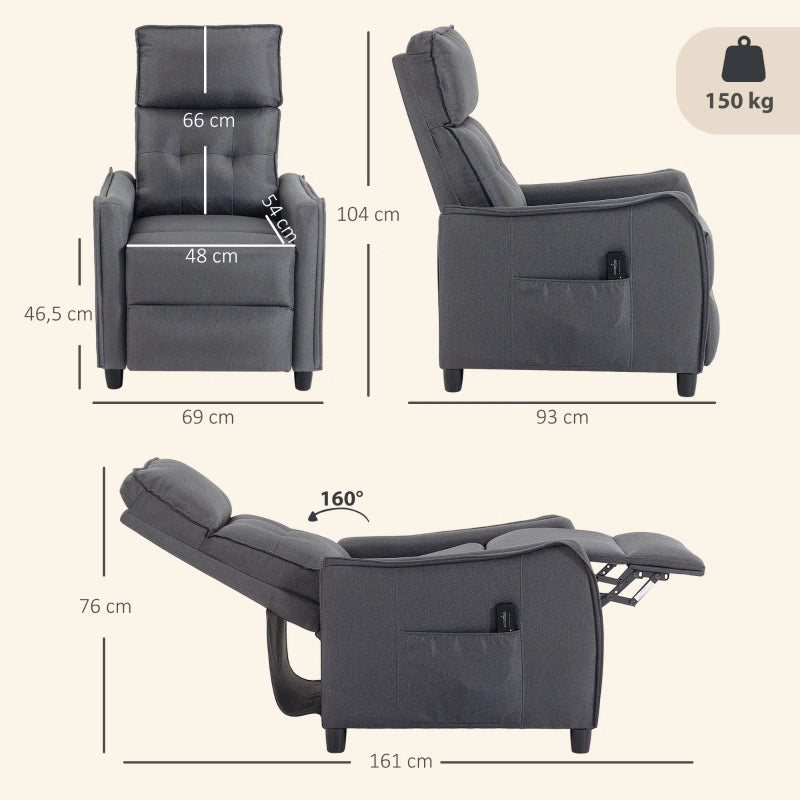 POLTRONA Relax con massaggio vibrante 69 cm Grigio Legno