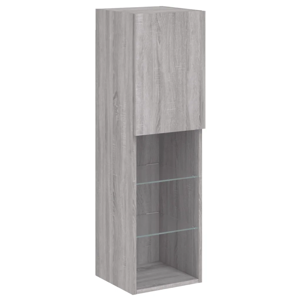 Mobili TV a Muro con LED 4pz Grigio Sonoma in Legno Multistrato 3216659