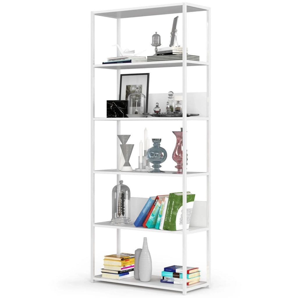 Scaffale stilo loft con ripiani in legno 80 cm Bianca 80 cm 80x32x192 cm
