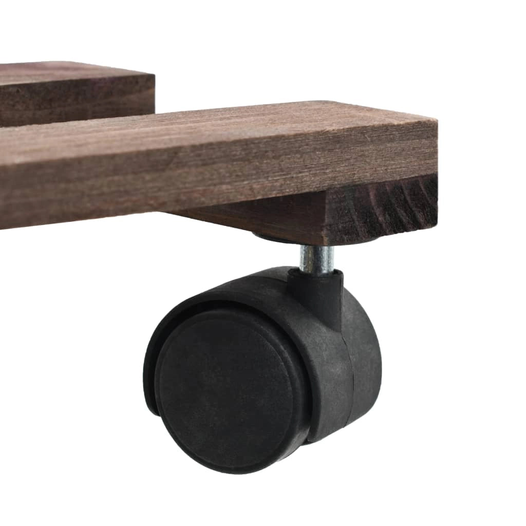 Portavasi con ruote in legno di cedro set da 4 25 x 25 cm marrone 02_0045189