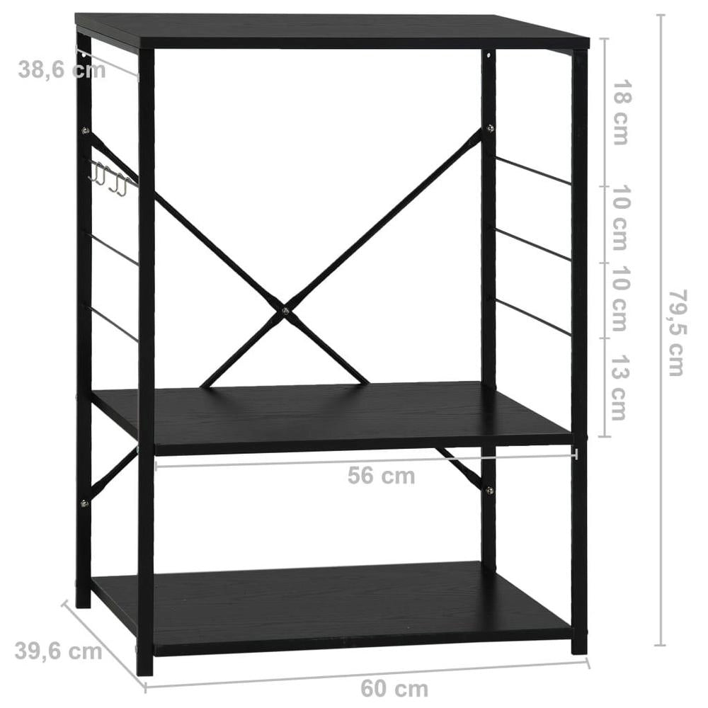 Microwave Shelf, Black, 60x39.6x79.5 Cm, Wood-based Material
