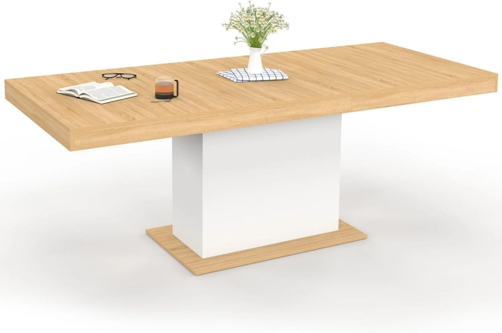 Tavolo da pranzo rettangolare allungabile EDEN 6-10 persone in legno e nero 160-200 cm