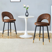 Taburetto da bar girevole a 360° con schienale traforato in tessuto tecnico e metallo marrone nero 61.0 × 57.5 × 51.0 cm