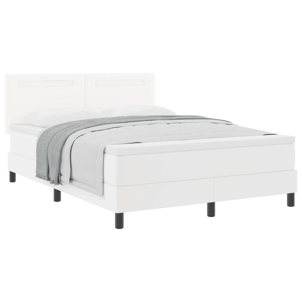 Letto a molle con materasso bianco 160x200 cm in finta pelle