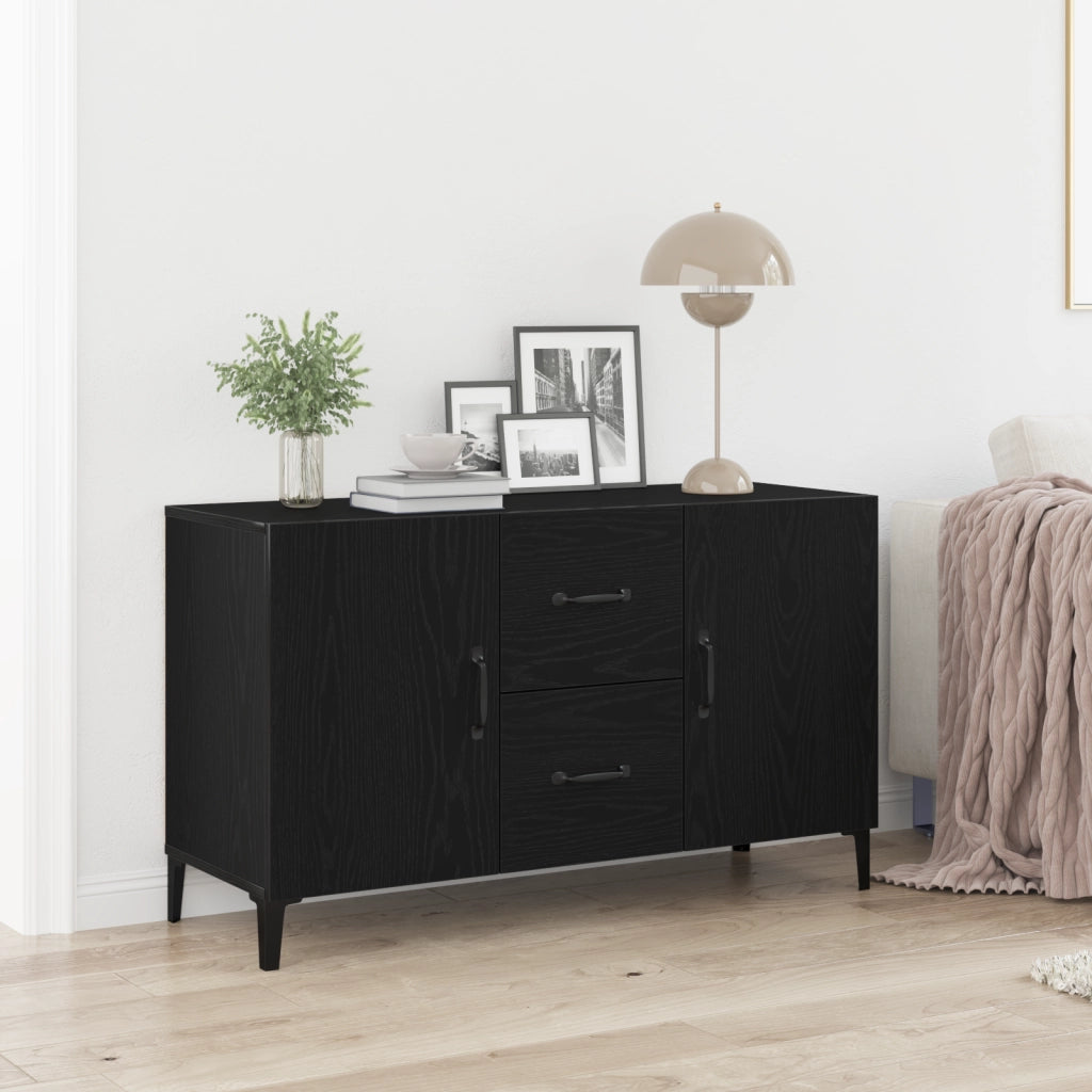 Credenza Nera in Rovere - 100 x 36 x 60 cm - Realizzata in Legno Ingegnerizzato