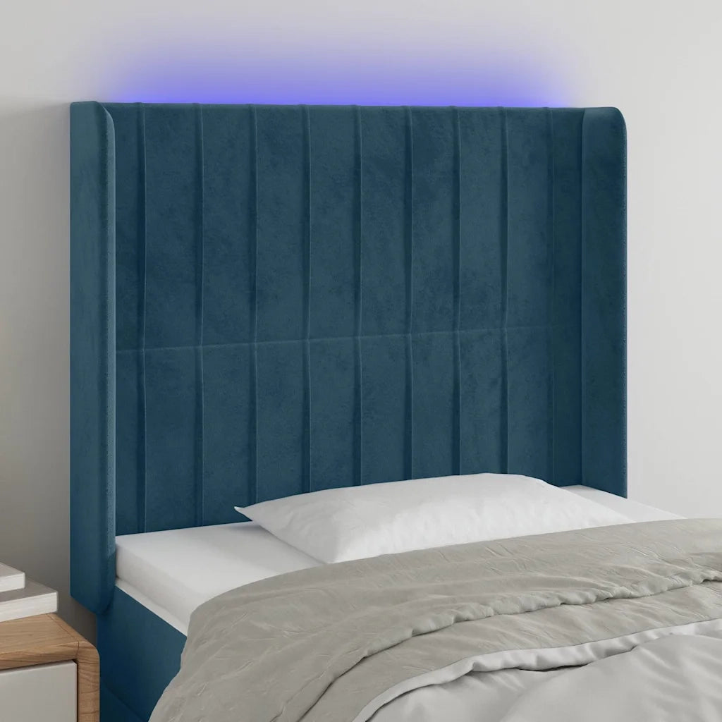 Testiera | Testata a LED Blu Scuro 93x16x118/128 cm in Velluto