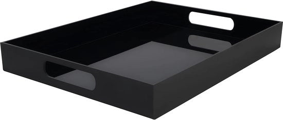 Tavolo per Colazione e Bevande - Organizzatore di Tavolo - Materiale Acrilico - Ideale per Colazioni e Drink - Nero - Organizzatore di Tavolo Senza Angoli - Adatto per Feste di Compleanno