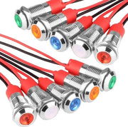 Set di segnali lampeggianti 6 mm - 10 pezzi di 12 V di segnali lampeggianti in metallo con filamento - impermeabili - segnali lampeggianti rossi, verdi, gialli, blu e bianchi - 2 pezzi per colore.