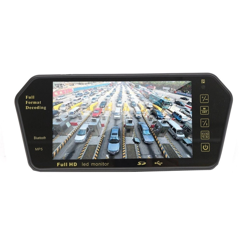 Trade Shop - Specchietto Retrovisore Monitor 7'' Bluetooth Usb Sd Tft Mp5 Camera Auto -