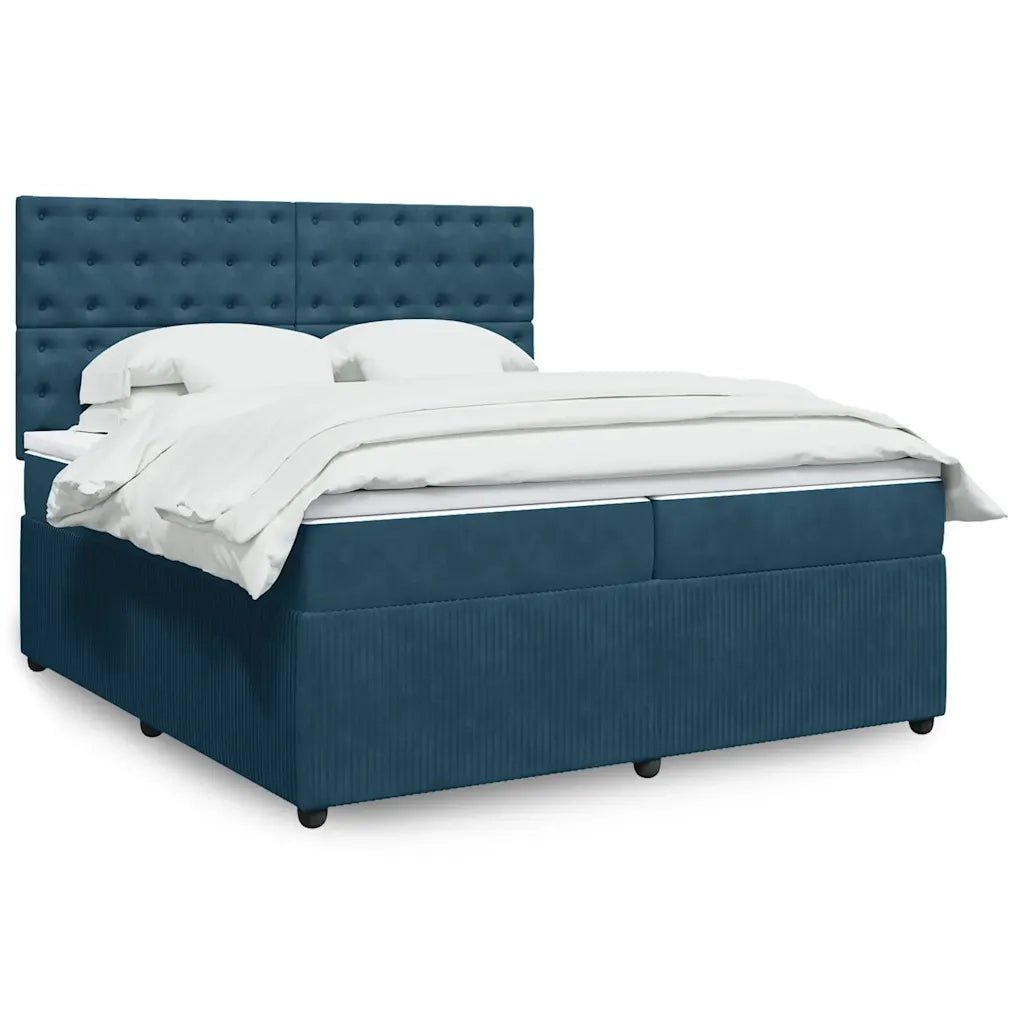 Giroletto a Molle con Materasso Blu 200x200 cm in Velluto 3294746