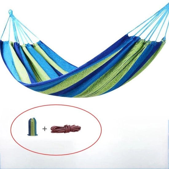 Doppia esterna sospensione per campeggio, sospensione da tenda portatile, sospensione anti-rotazione, con tasca di stoccaggio e cordini di fissaggio, adatta per giardino, balcone, terrazza, spiaggia, escursione, blu, 260*150cm