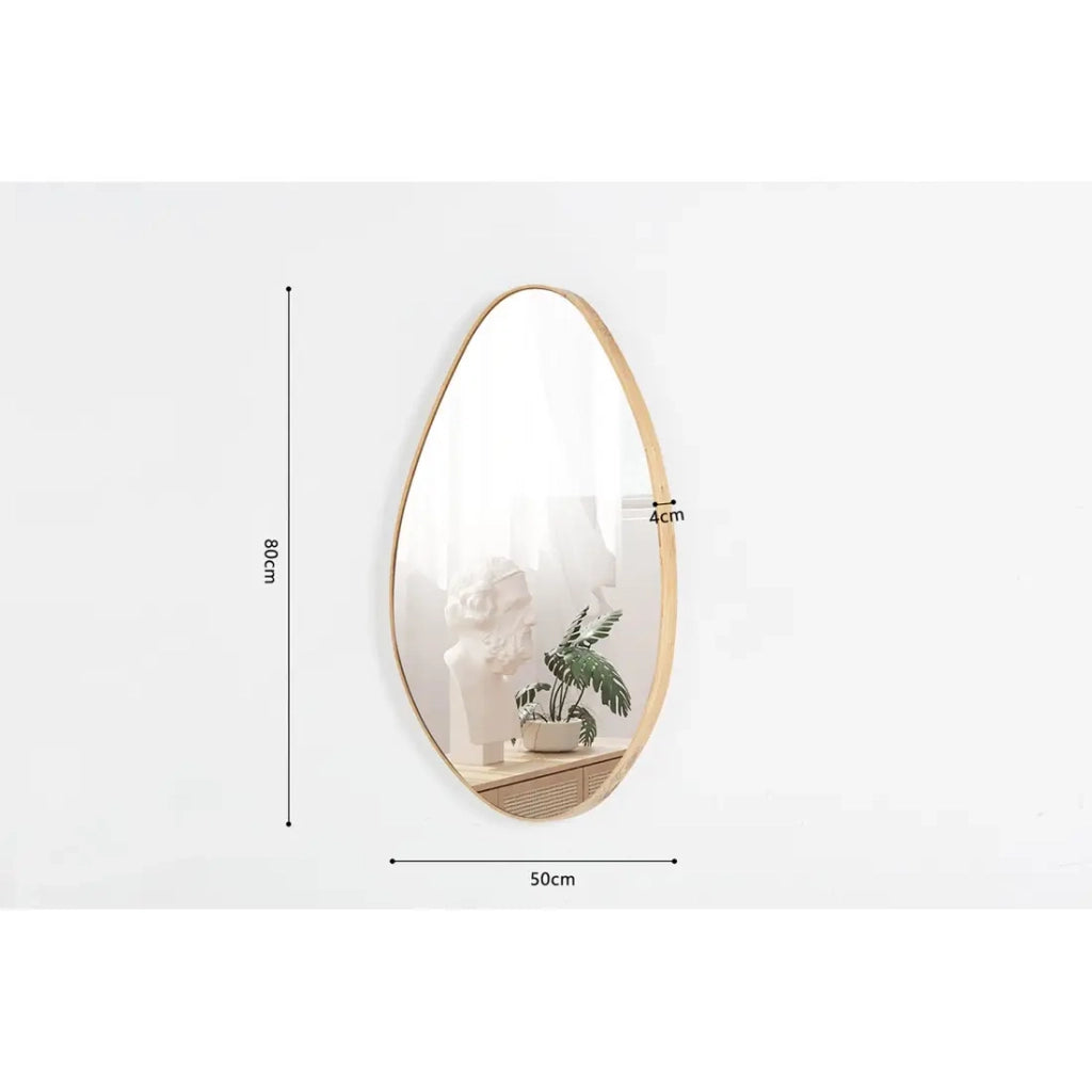 Miroir asymétrico NARA – 50x80 cm – Finitura rovere invecchiato – MDF decorativo in legno – Design organico e moderno