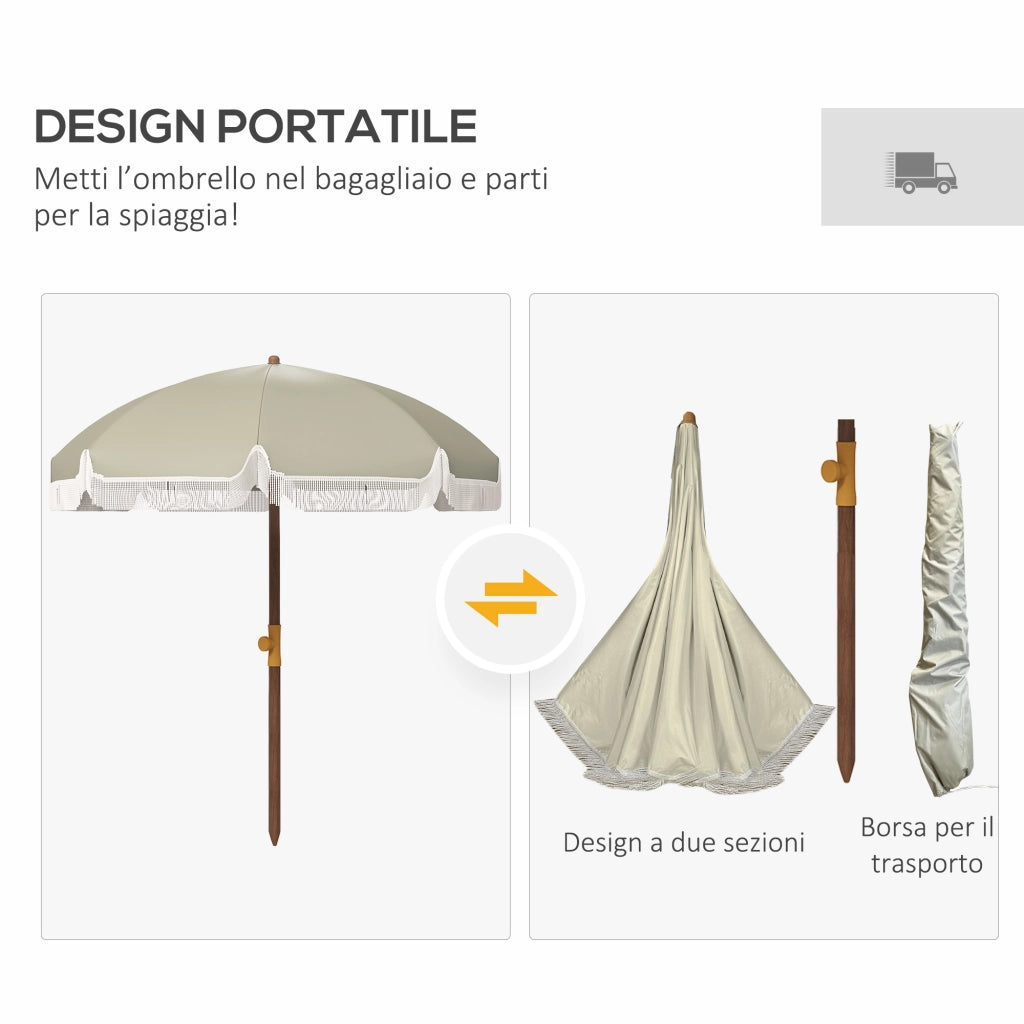 Ombrellone da Giardino ¨C zephmum ¨C Verde, Metallo e Poliestere, ?190x210 cm