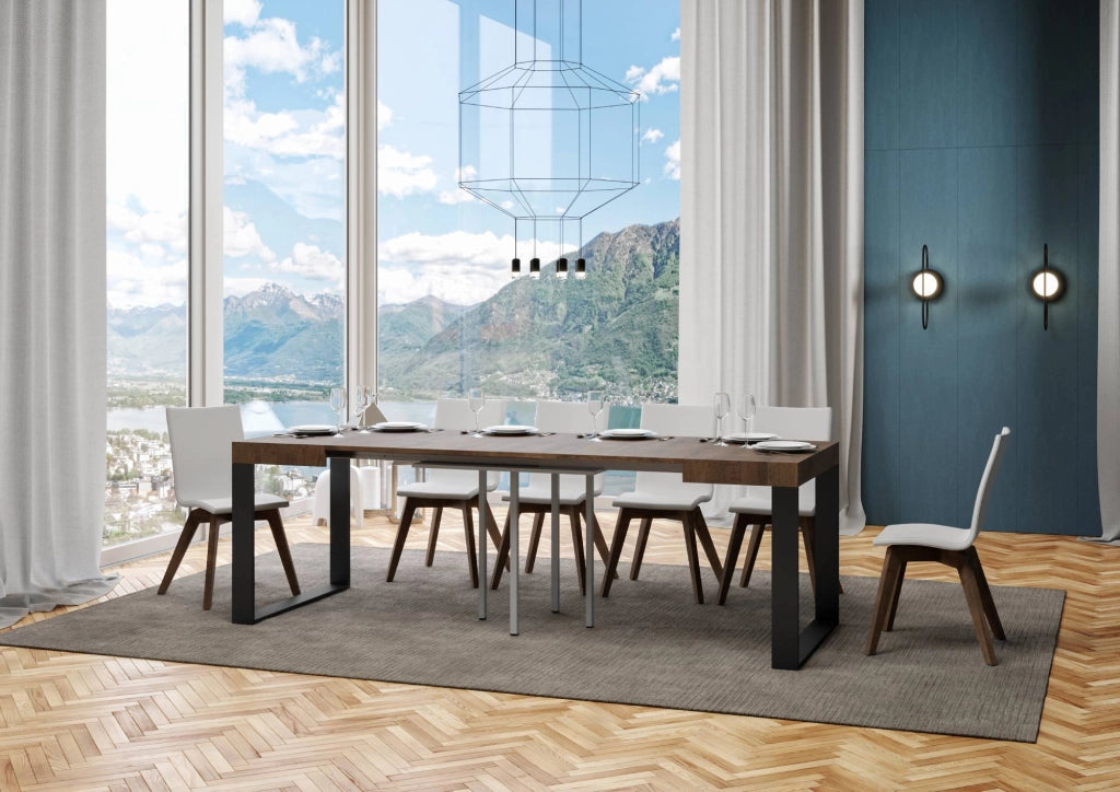 Tavolo allungabile 90x90/246 cm Tekno Noce telaio Antracite