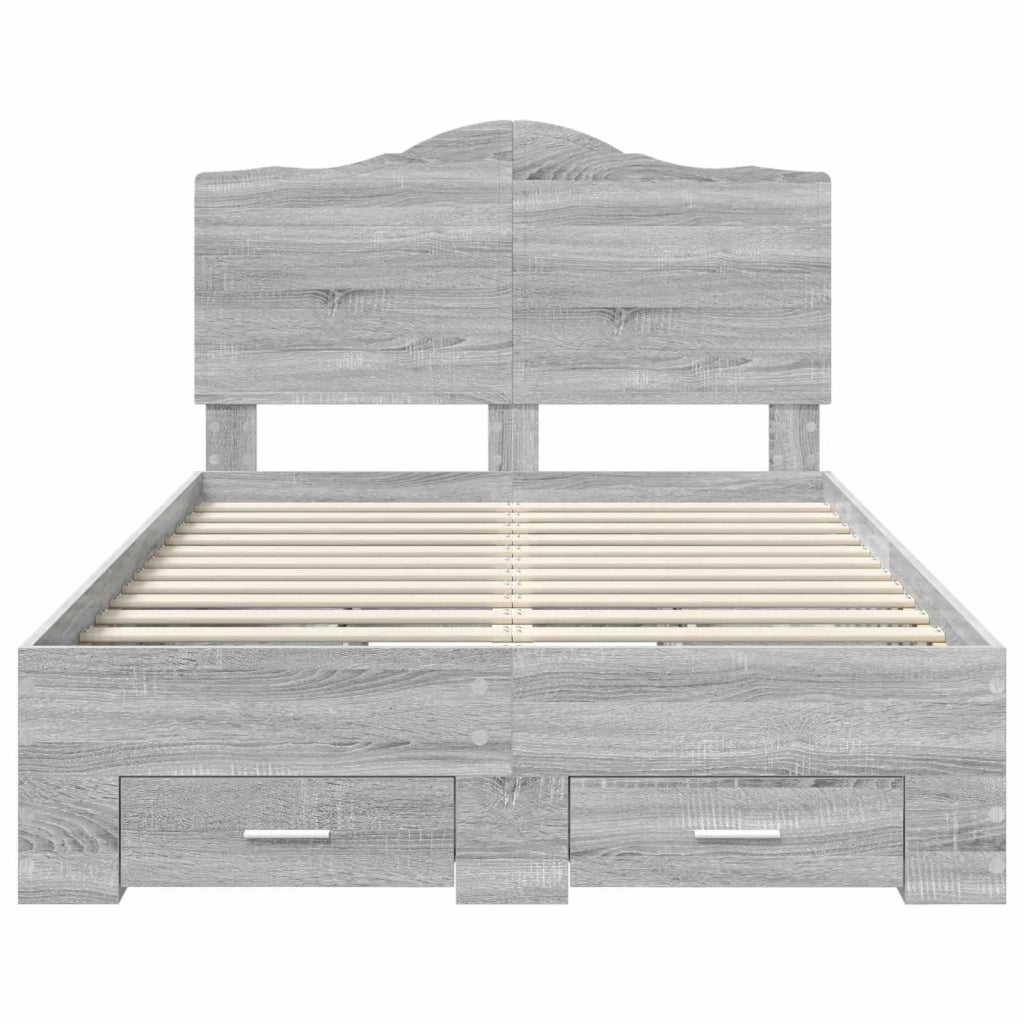 Struttura del letto con testiera Grigio Sonoma 135 x 190 cm 3413617