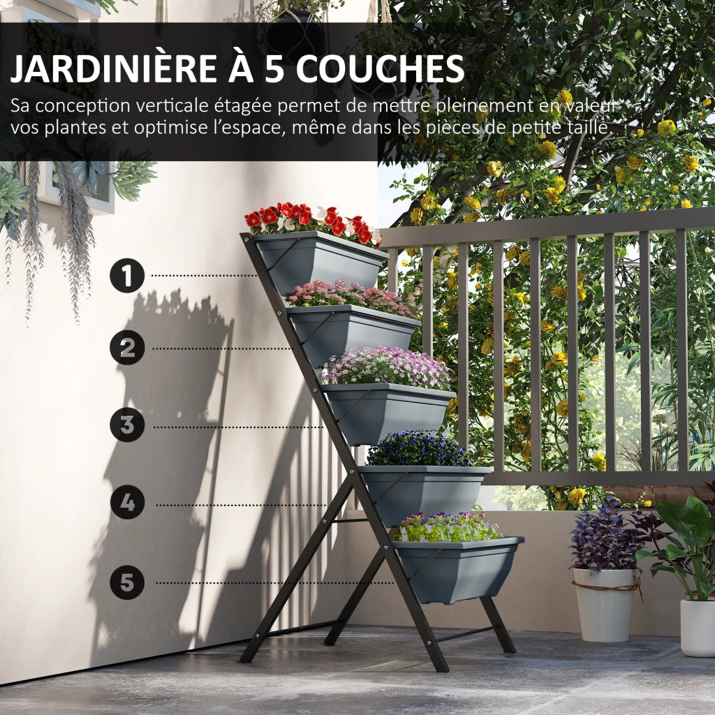 Giardino verticale 5 livelli ¨C zephmum ¨C acciaio grigio 88x40x80