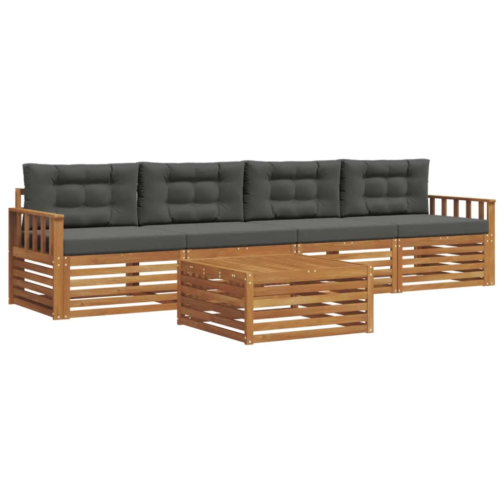 Set di divani da esterno con cuscino 5 pcs Naturale e Antracite 3372972