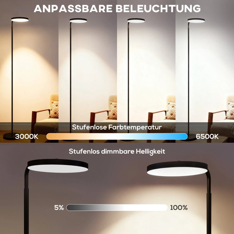 Lampada da terra a LED con telecomando magnetico, regolabile in modo flessibile, orientabile, in metallo, nera