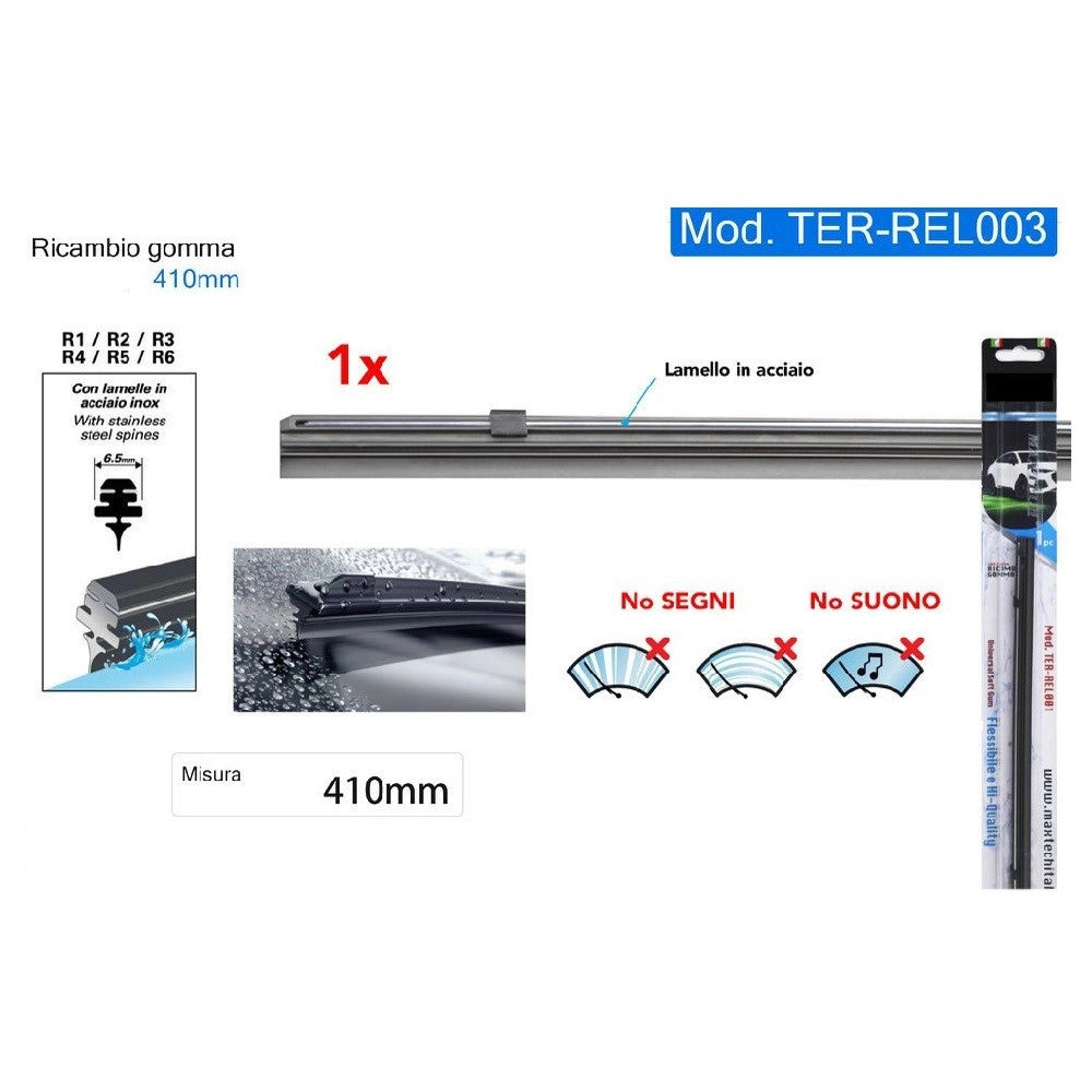 Trade Shop - Ricambio Tergicristallo Gomma Spazzola Nero 41cm Alta Qualità Maxtech Ter-rel003 -