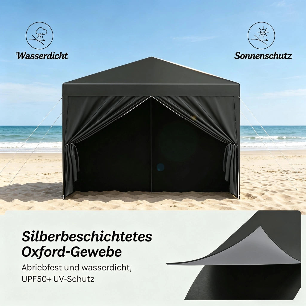 Gazebo Pieghevole 3x3 M Grigio In Ferro E Oxford Per Giardino Con Altezza Regolabile