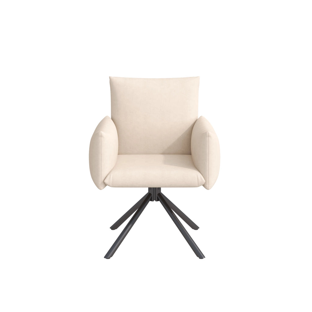 Set di 4 sedie girevoli con schienale ergonomico in velluto beige