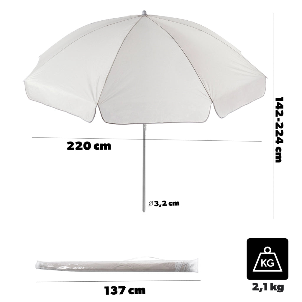 Ombrellone da giardino KADAX per balcone e terrazzo, 220 cm, grande, pieghevole, ideale per la spiaggia, con copertura.
