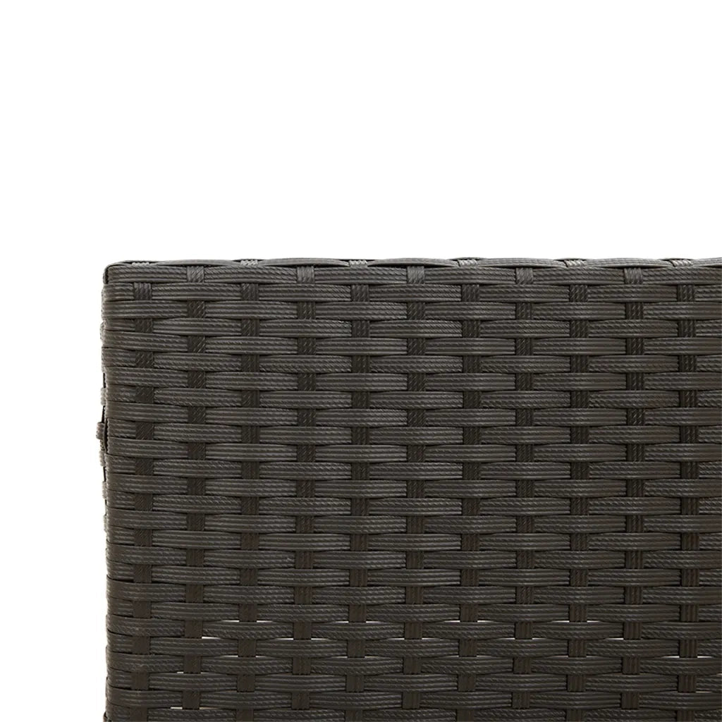 Divano da Giardino con Tavolo e Cuscini a L Nero in Polyrattan 369039