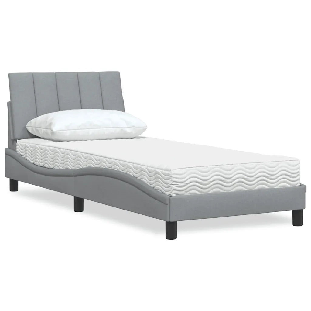 Letto con Materasso Hanko Grigio Chiaro 80x200 cm in Tessuto 3310489