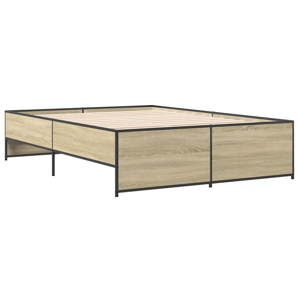 Giroletto-Struttura Letto Rovere Sonoma 120x200 cm in Legno Multistrato Metallo 760436
