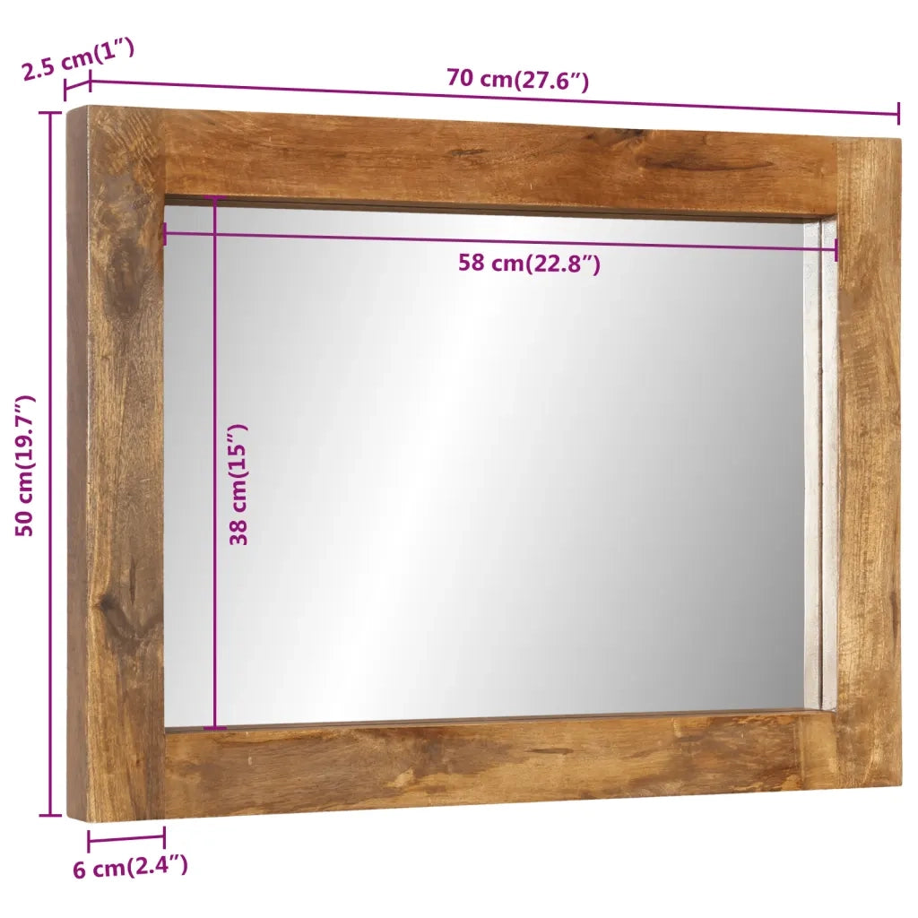 Specchio 70x50 cm in Legno Massello di Mango e Vetro 351985