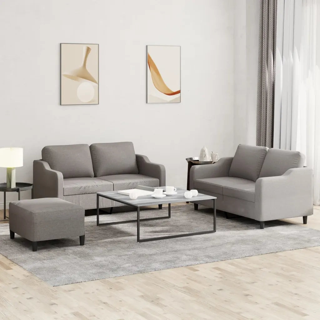 Set di Divani 3 pz con Cuscini Tortora in Tessuto 3201817