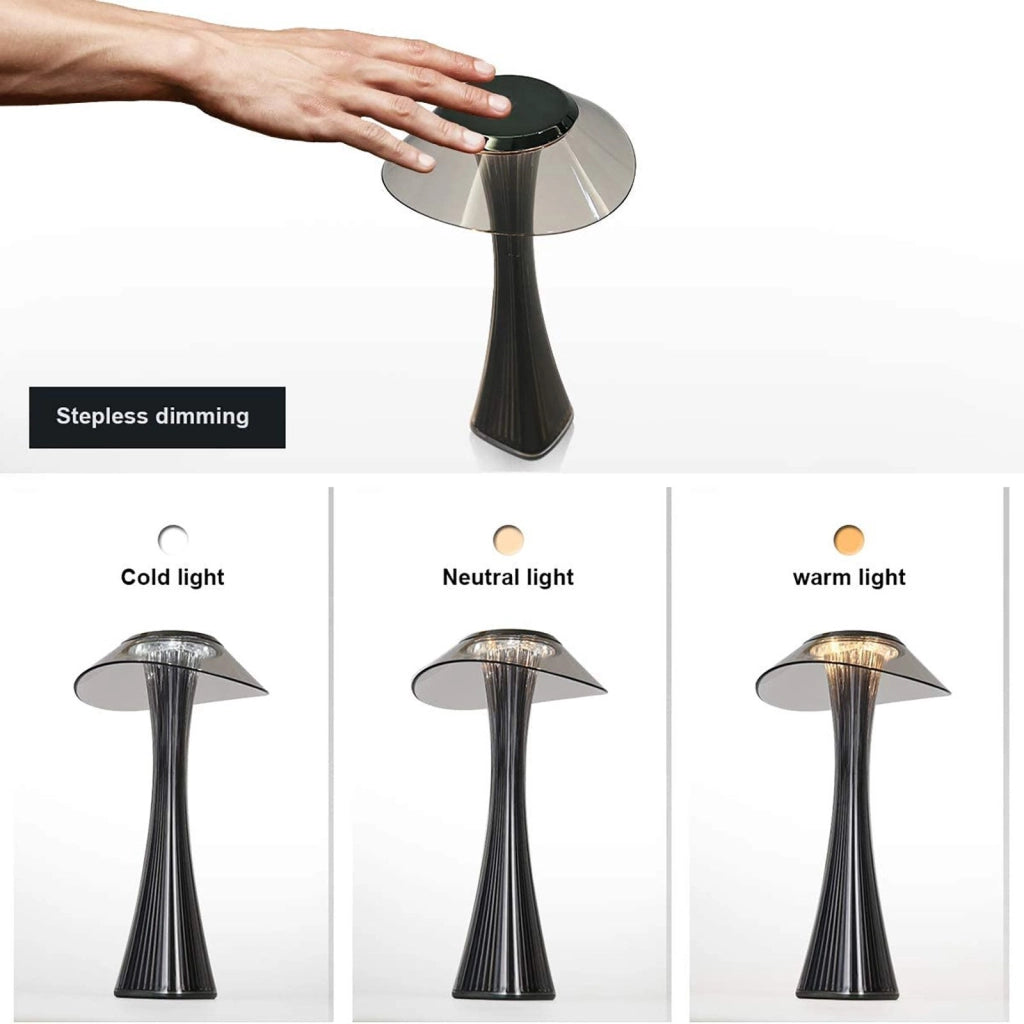 ZMH Lampada da Tavolo LED Ricaricabile USB Grigia Dimmabile 3 Luci Moderna per Comodino