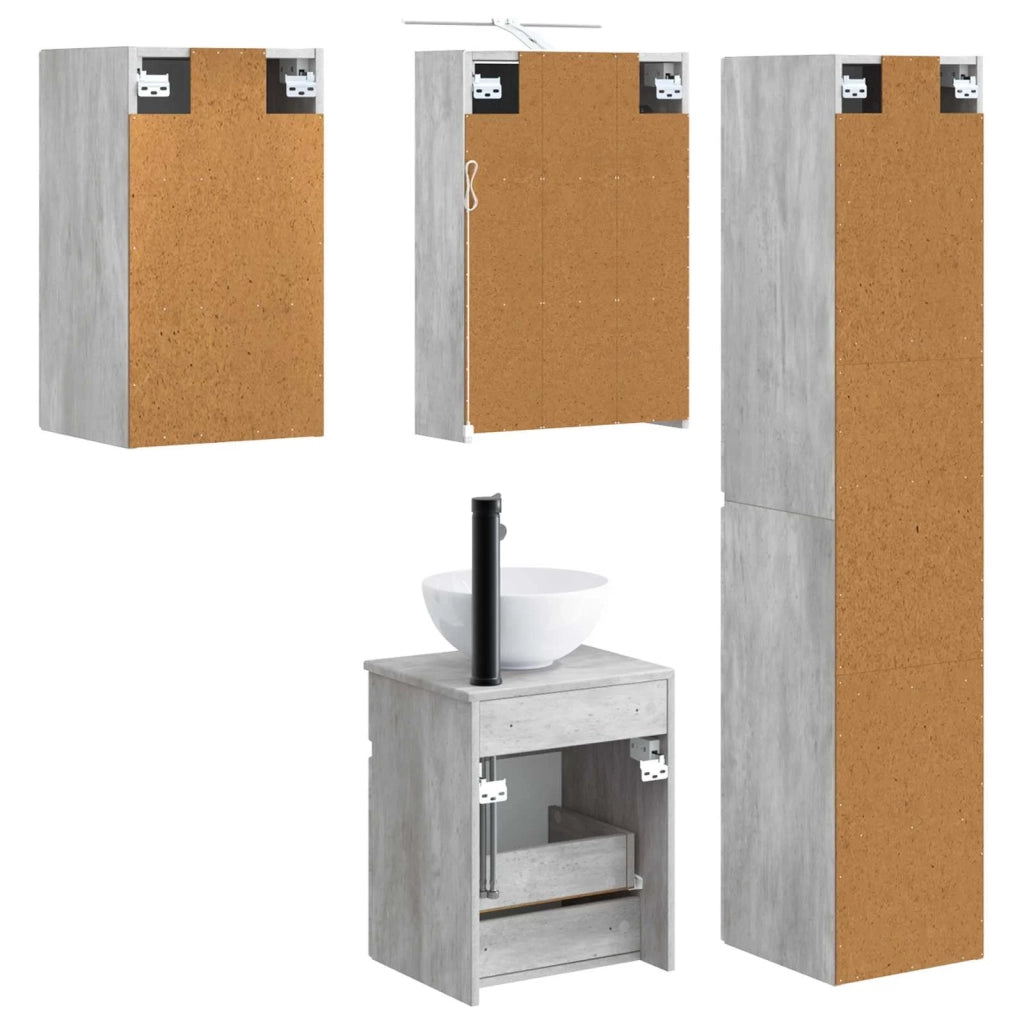 Set di Armadi da Bagno 5 pcs Grigio Cemento 43 x 16 x 62,5 cm 3407346